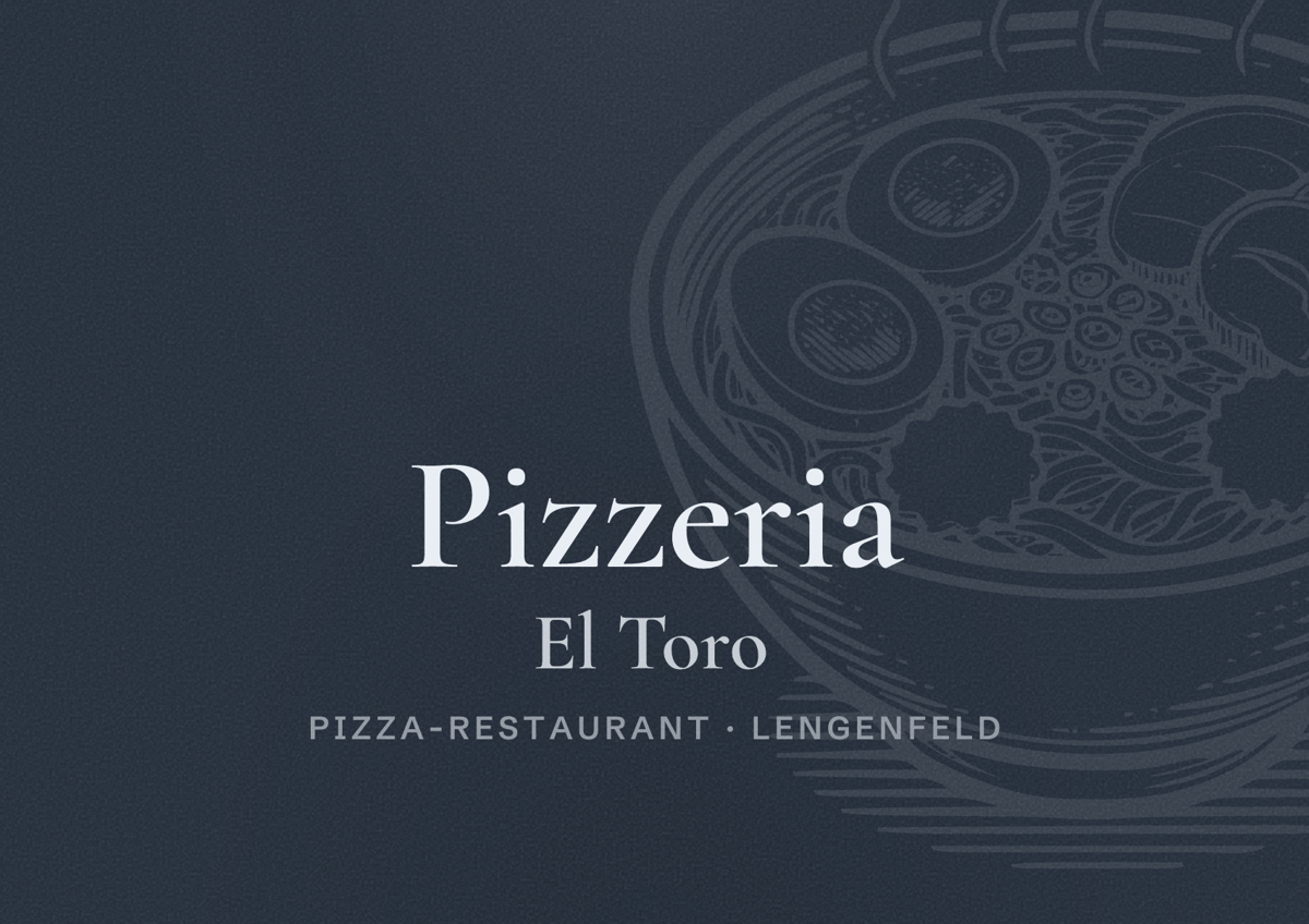 Illustriertes Poster von Pizzeria El Toro, Pizza-Restaurant in Lengenfeld