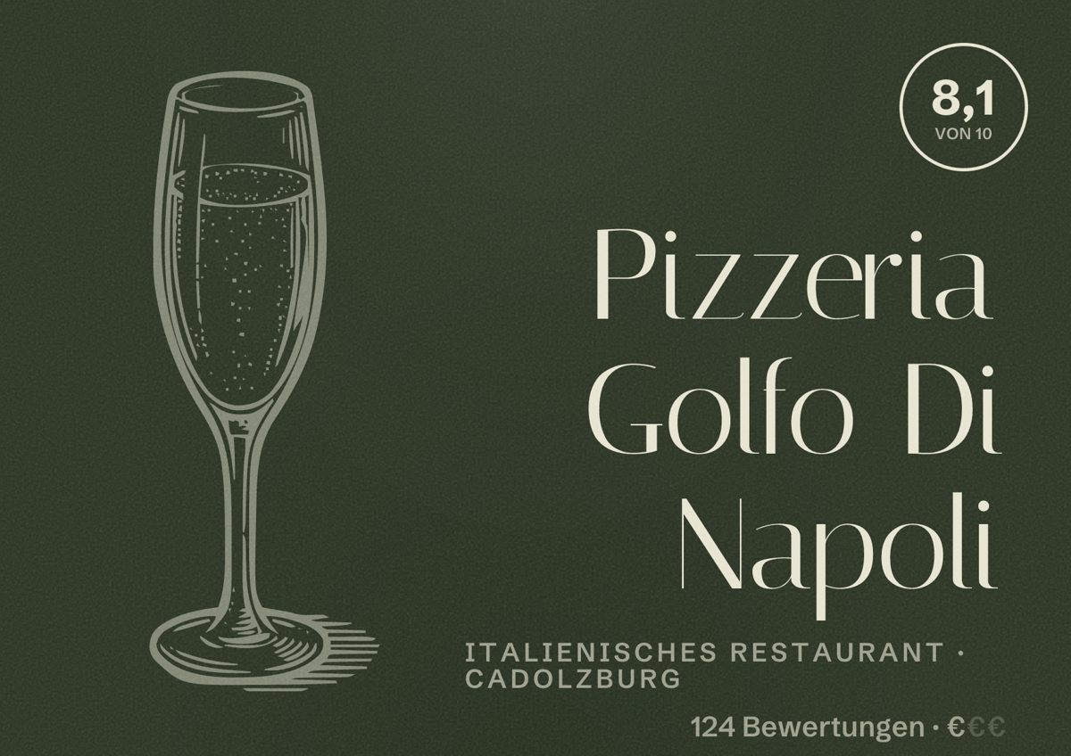 Illustriertes Poster von Pizzeria Golfo Di Napoli, Italienisches Restaurant in Cadolzburg: Bewertung 8,1 von 10 aus 124 Bewertungen, Preisniveau €