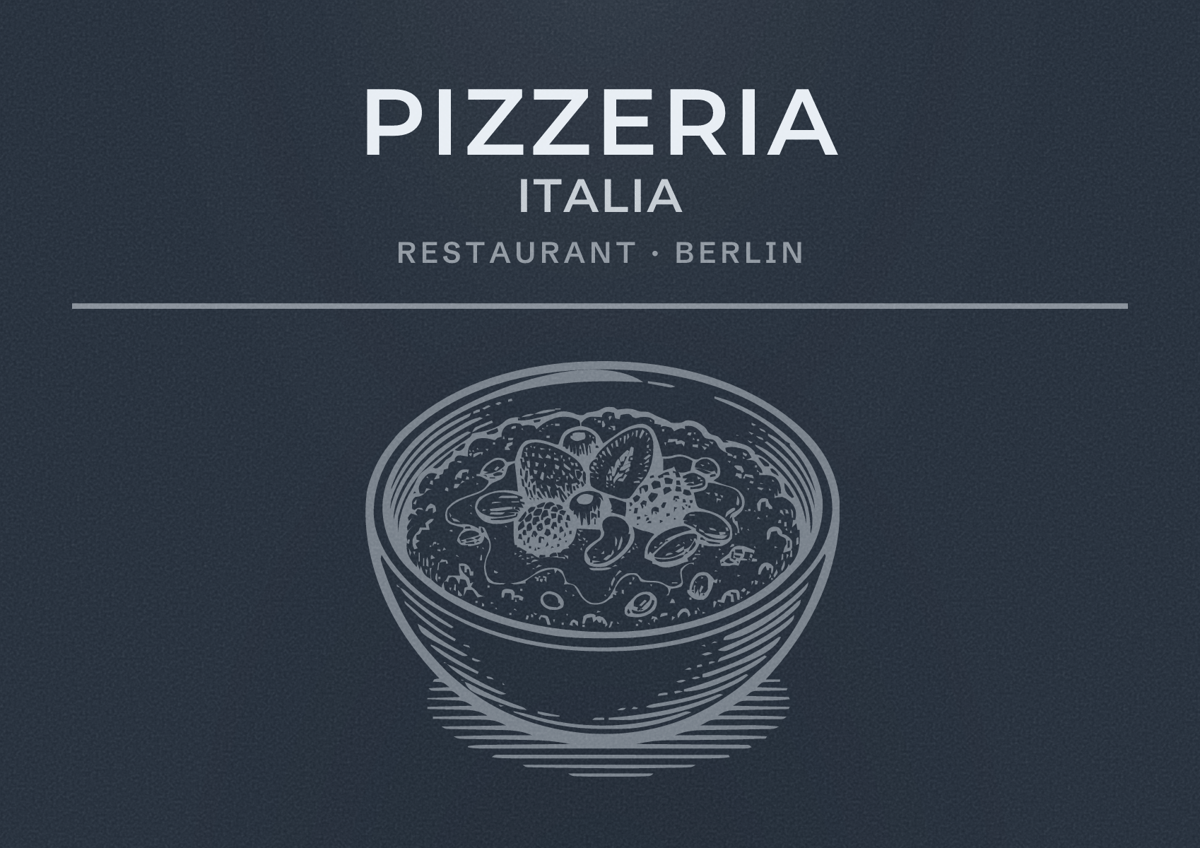 Illustriertes Poster von Pizzeria Italia, Restaurant in Berlin