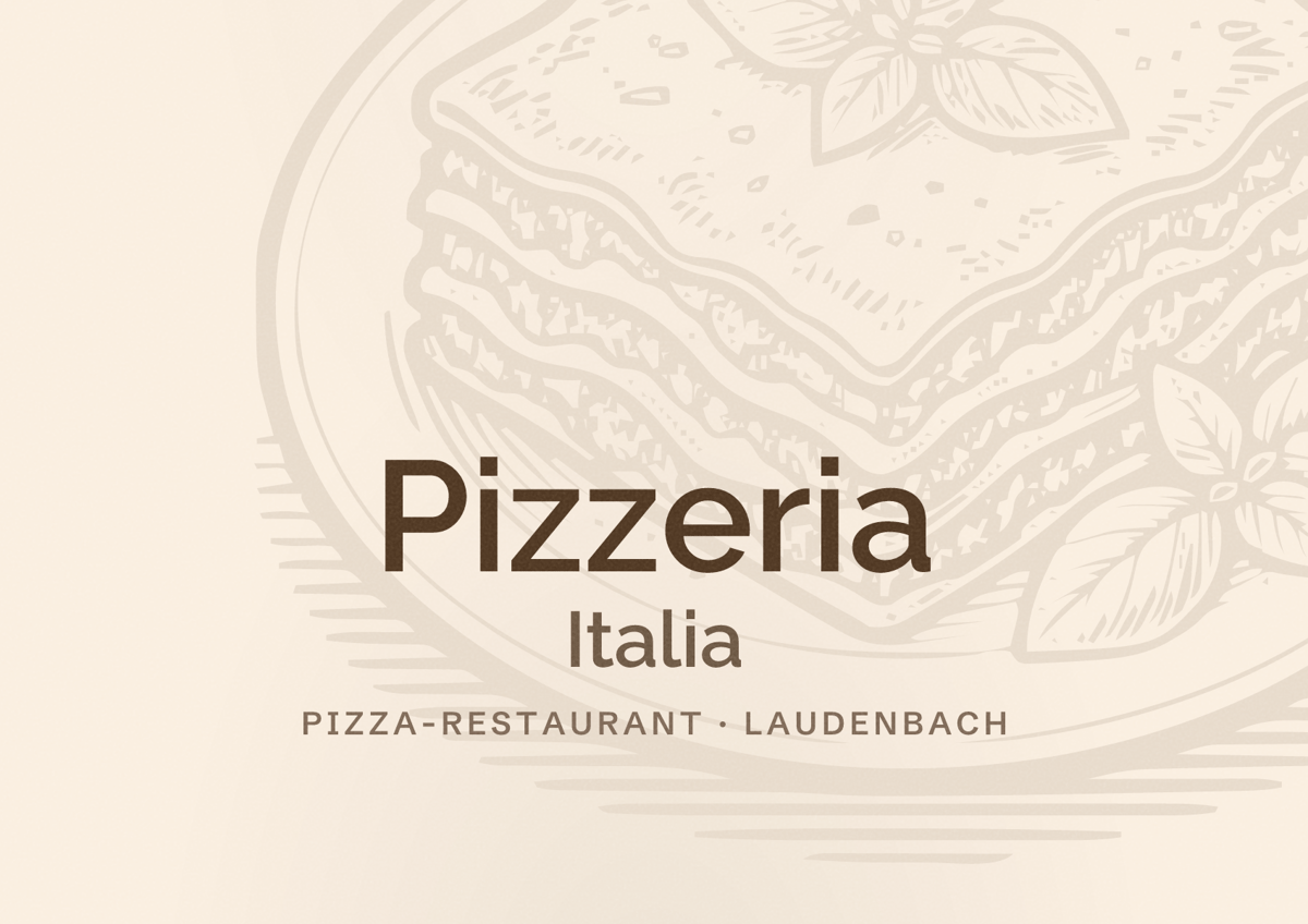 Illustriertes Poster von Pizzeria Italia, Pizza-Restaurant in Laudenbach