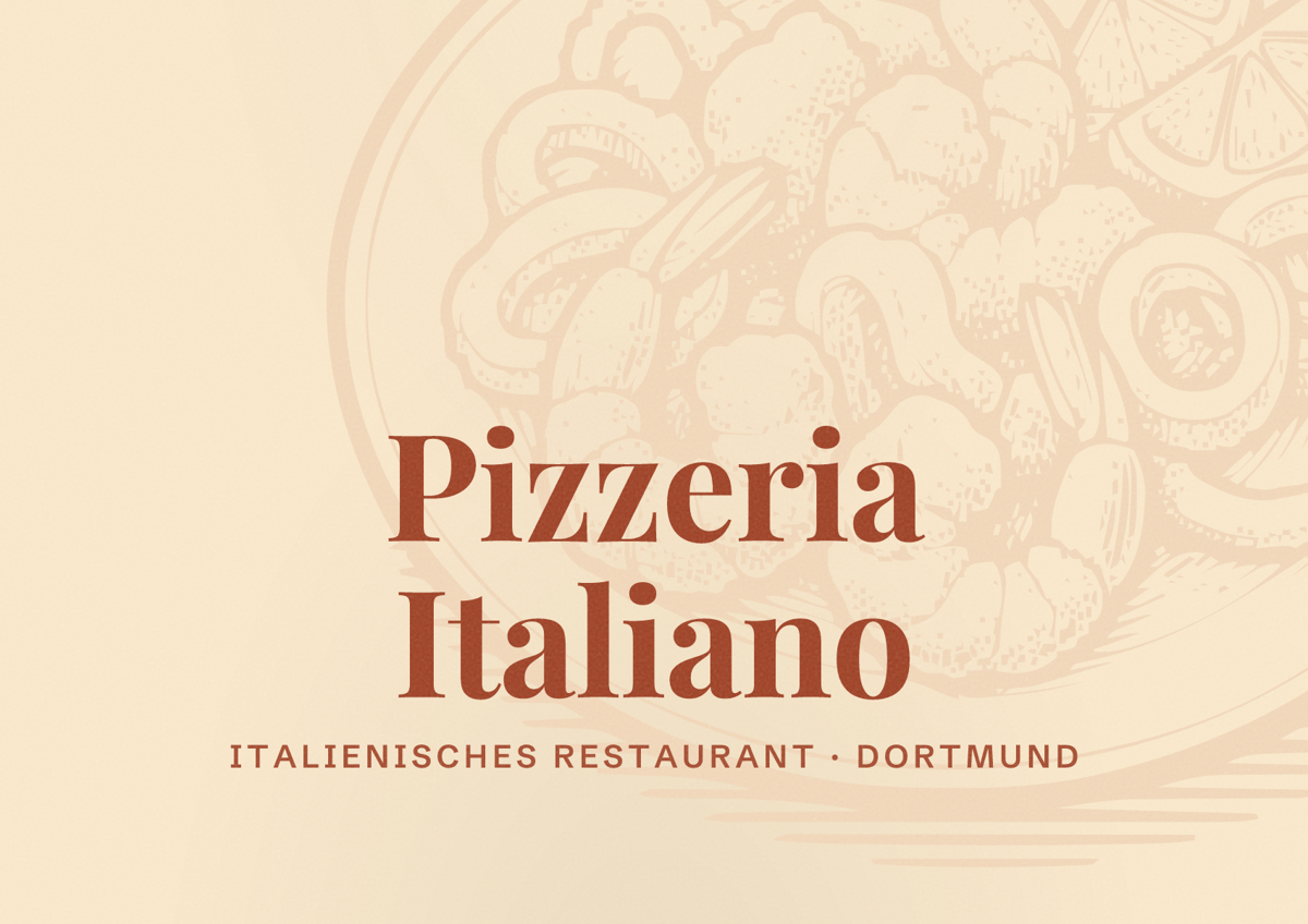 Illustriertes Poster von Pizzeria Italiano, Italienisches Restaurant in Dortmund