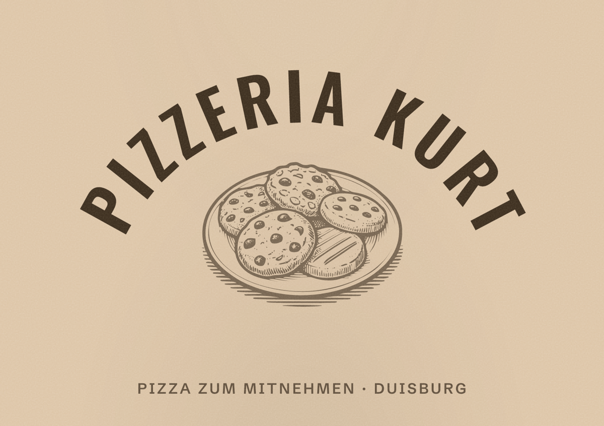 Illustriertes Poster von Pizzeria Kurt, Pizza zum Mitnehmen in Duisburg