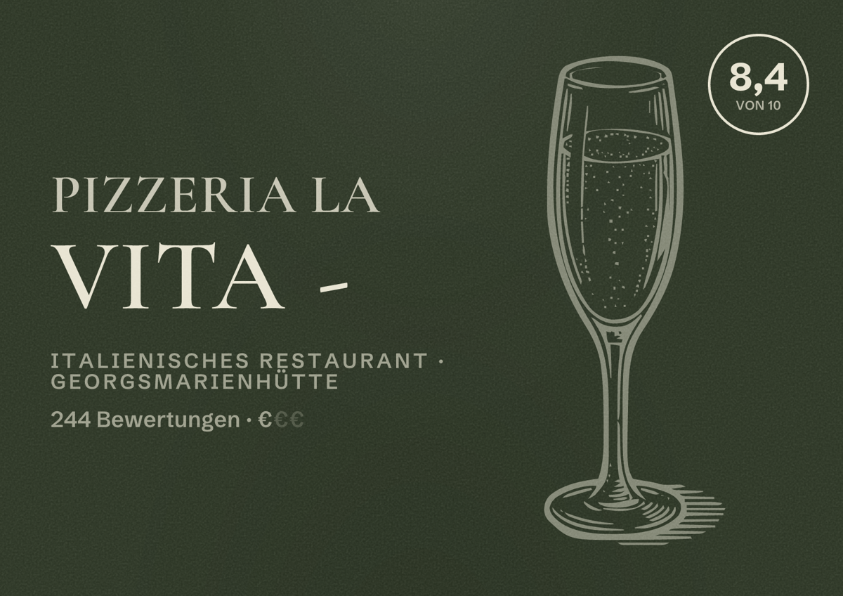 Illustriertes Poster von Pizzeria La Vita -, Italienisches Restaurant in Georgsmarienhütte: Bewertung 8,4 von 10 aus 244 Bewertungen, Preisniveau €