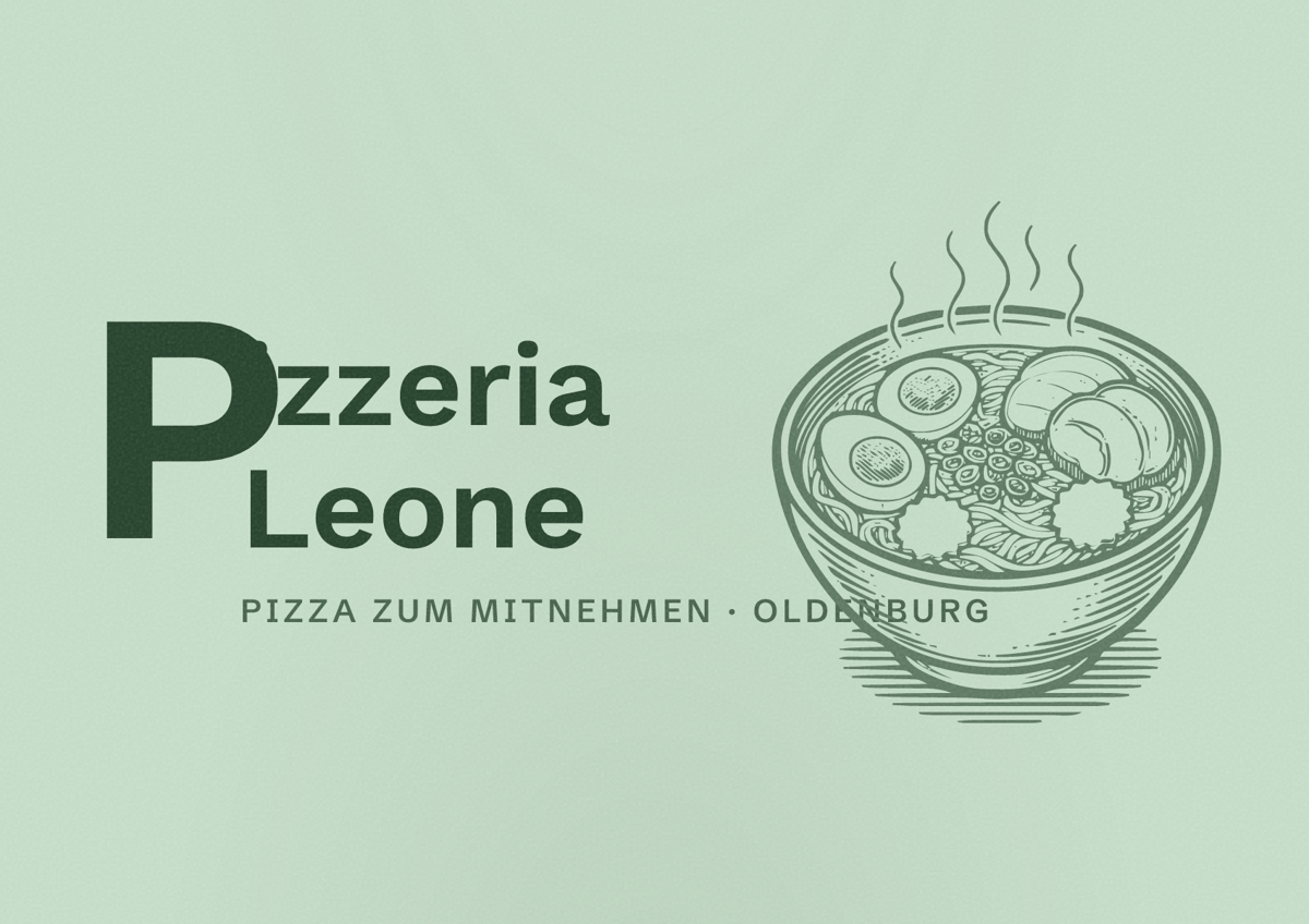 Illustriertes Poster von Pizzeria Leone, Pizza zum Mitnehmen in Oldenburg