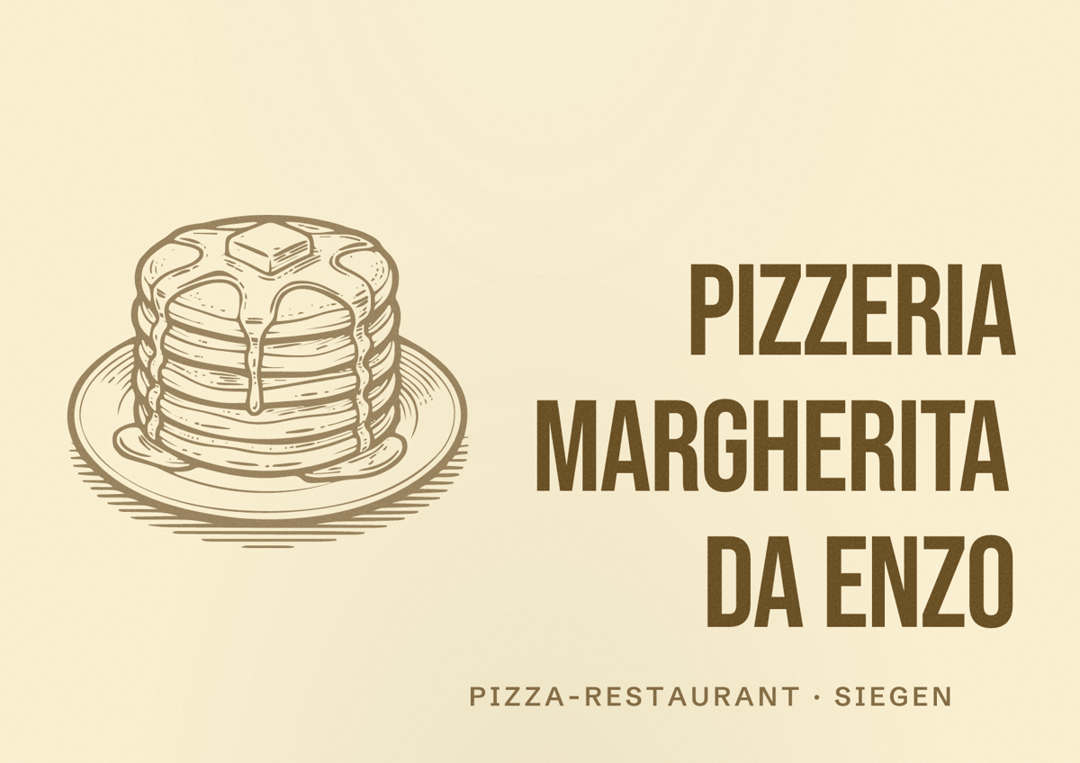 Illustriertes Poster von Pizzeria Margherita da Enzo, Pizza-Restaurant in Siegen