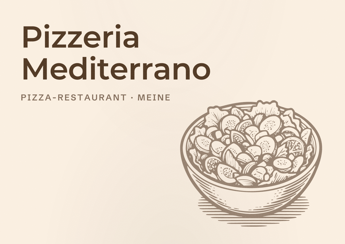 Illustriertes Poster von Pizzeria Mediterrano, Pizza-Restaurant in Meine