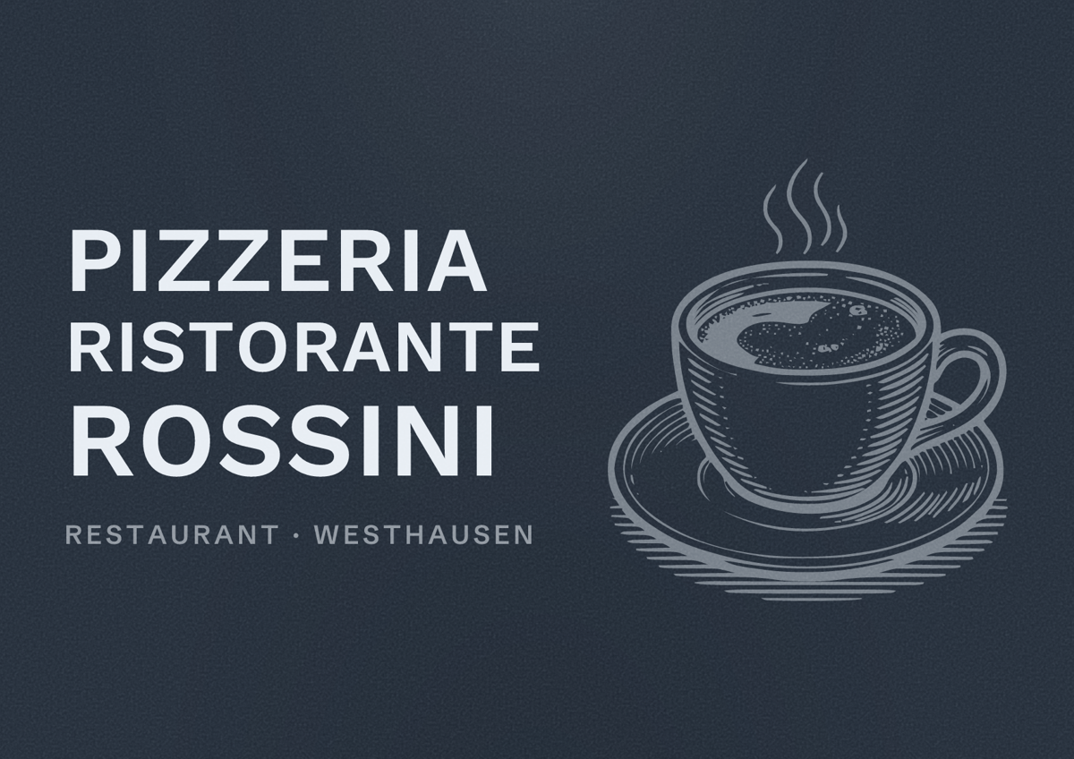 Illustriertes Poster von Pizzeria Ristorante Rossini, Restaurant in Westhausen