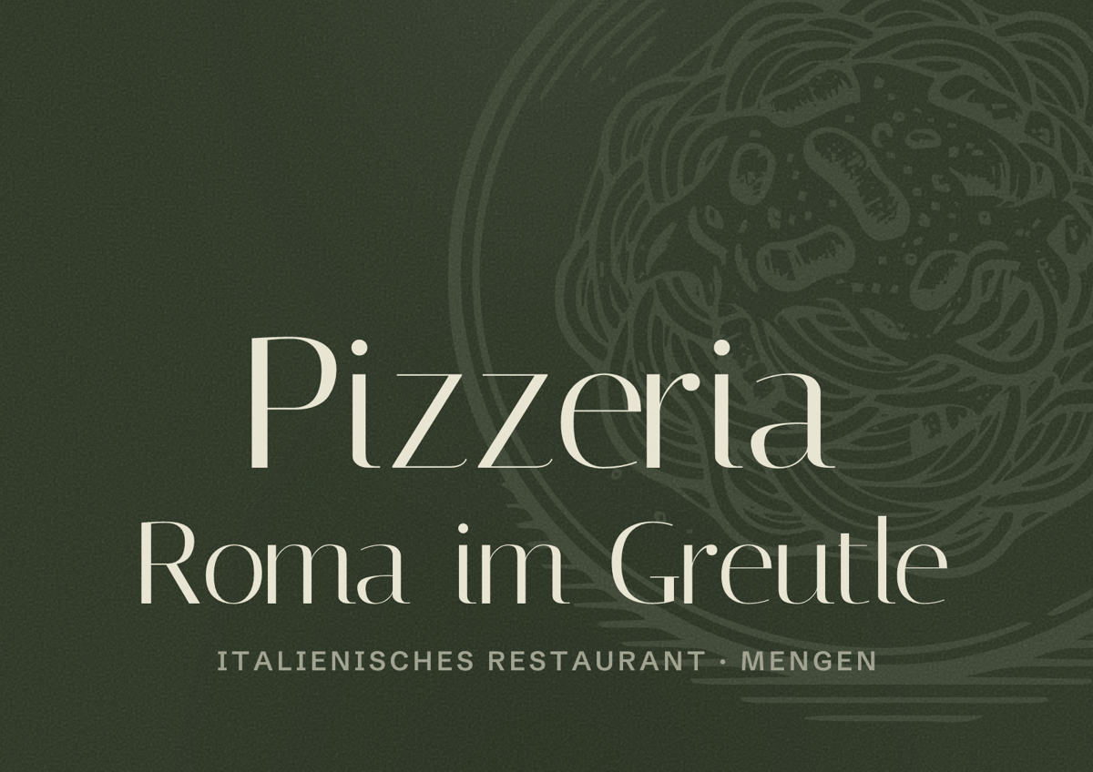 Illustriertes Poster von Pizzeria Roma im Greutle, Italienisches Restaurant in Mengen