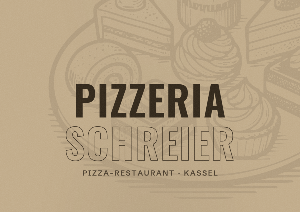 Illustriertes Poster von Pizzeria SCHREIER, Pizza-Restaurant in Kassel