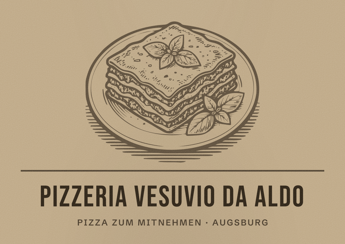 Illustriertes Poster von Pizzeria Vesuvio da Aldo, Pizza zum Mitnehmen in Augsburg