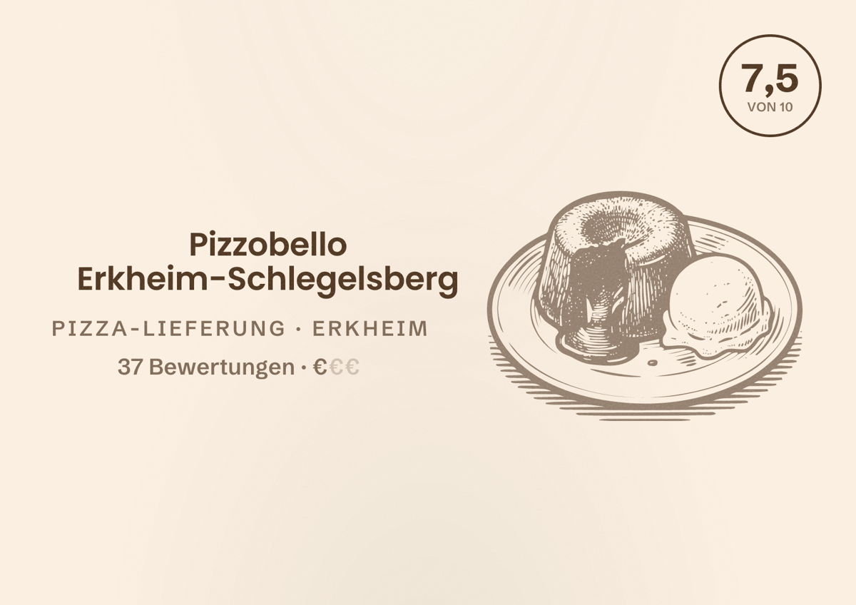Illustriertes Poster von Pizzobello Erkheim-Schlegelsberg, Pizza-Lieferung in Erkheim: Bewertung 7,5 von 10 aus 37 Bewertungen, Preisniveau €