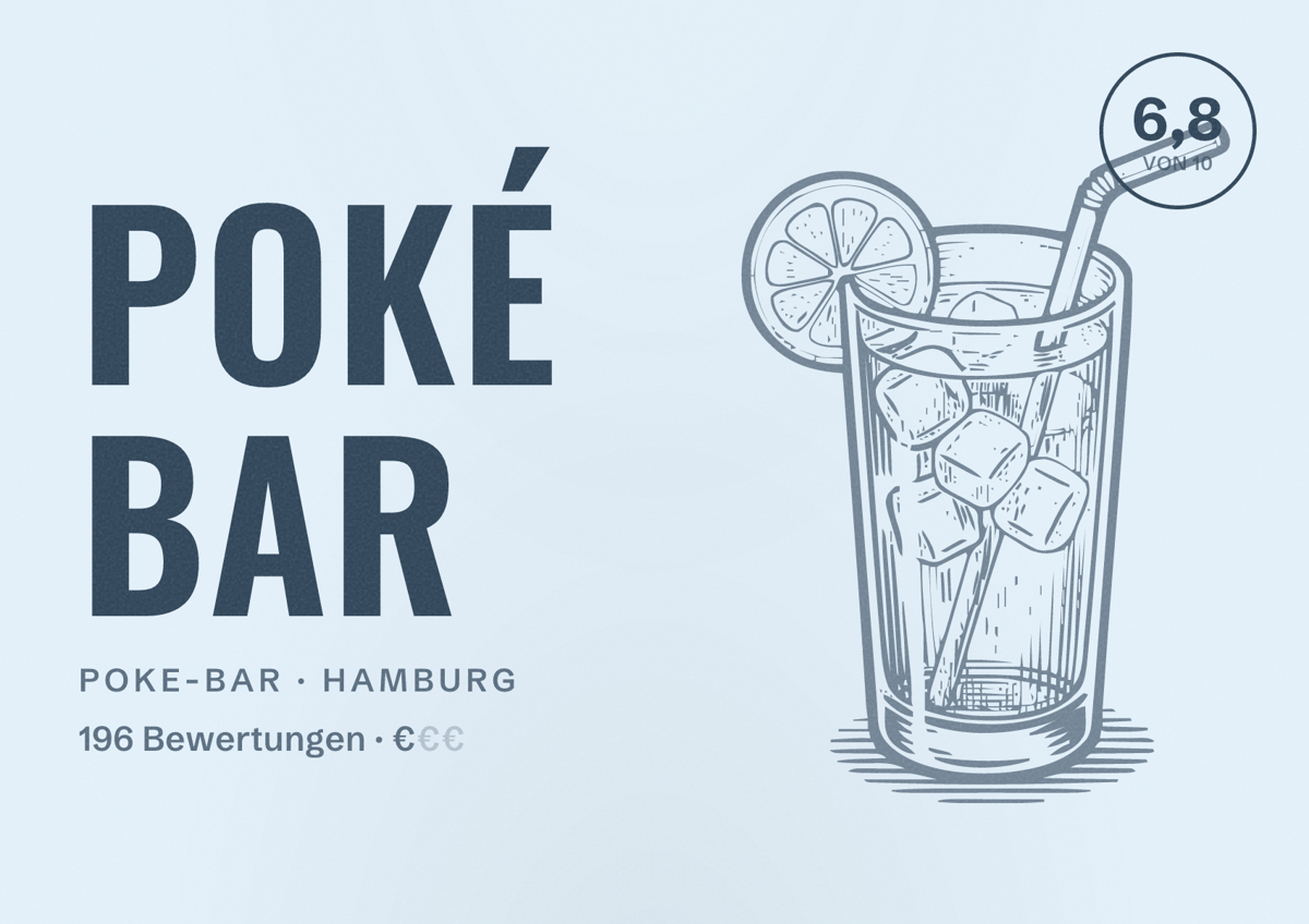 Illustriertes Poster von POKÉ BAR, Poke-Bar in Hamburg: Bewertung 6,8 von 10 aus 196 Bewertungen, Preisniveau €