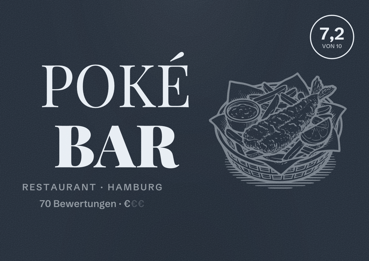 Illustriertes Poster von POKÉ BAR, Restaurant in Hamburg: Bewertung 7,2 von 10 aus 70 Bewertungen, Preisniveau €