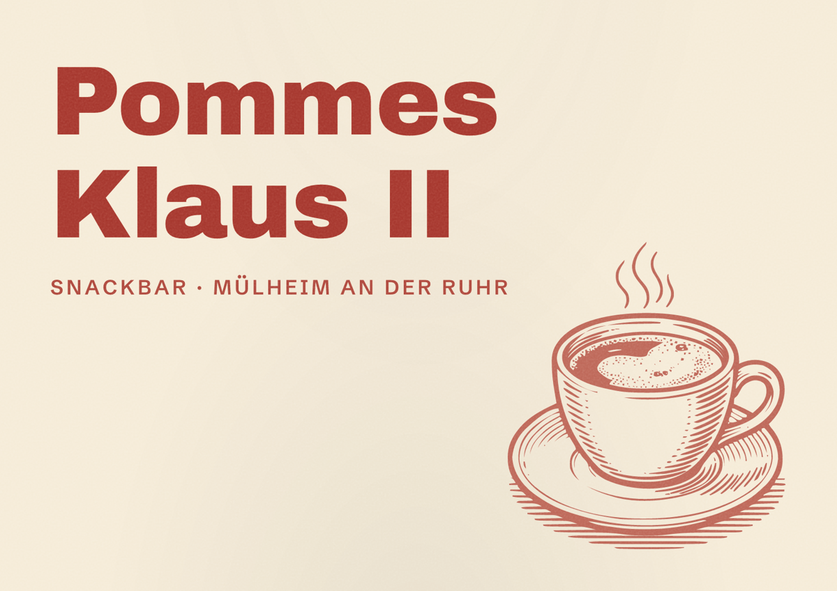 Illustriertes Poster von Pommes Klaus II, Snackbar in Mülheim an der Ruhr