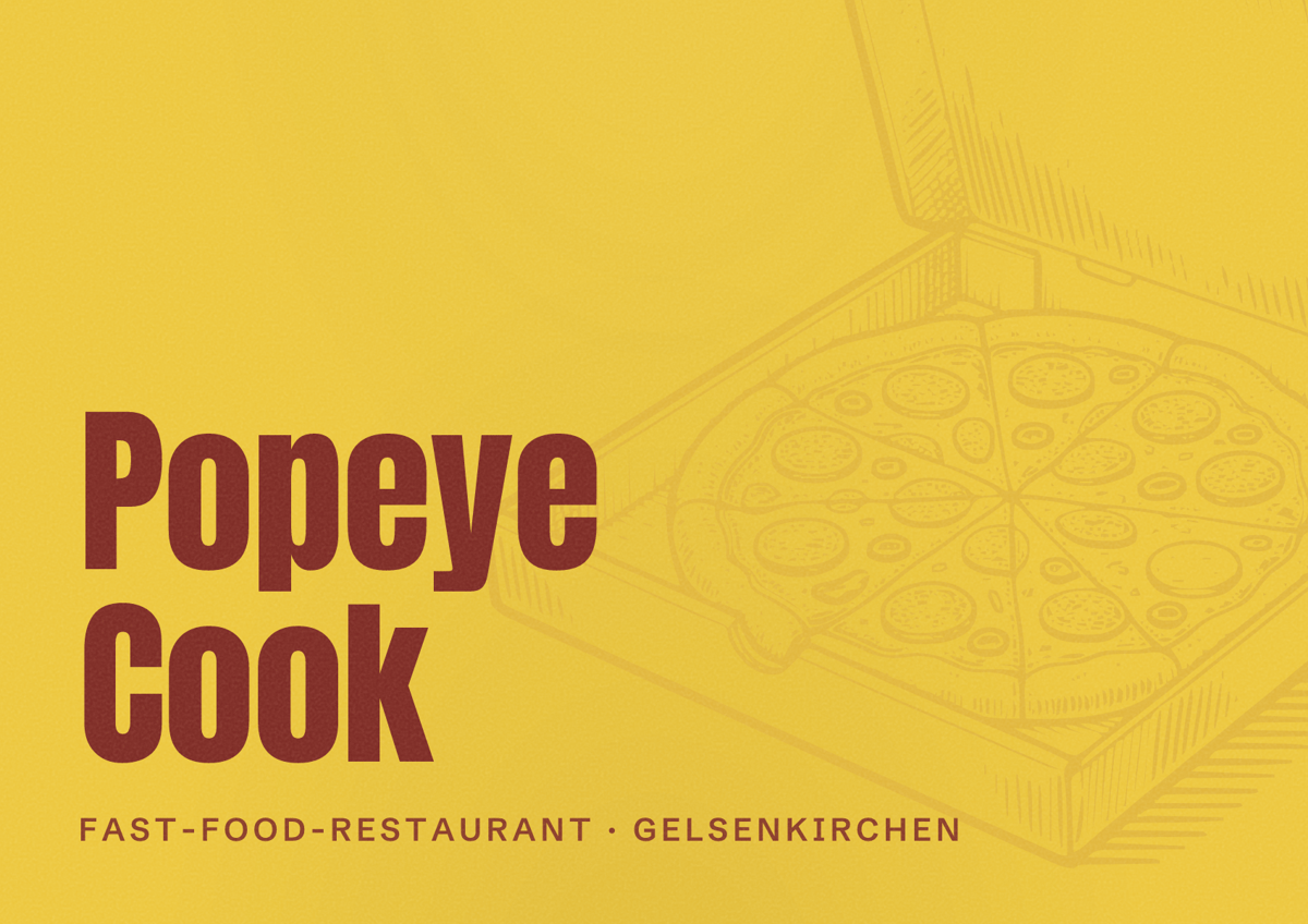 Illustriertes Poster von Popeye Cook, Fast-Food-Restaurant in Gelsenkirchen