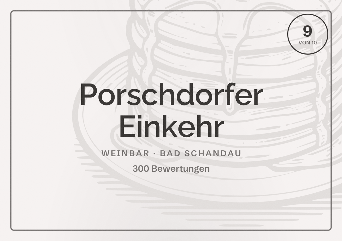 Illustriertes Poster von Porschdorfer Einkehr, Weinbar in Bad Schandau: Bewertung 9 von 10 aus 300 Bewertungen