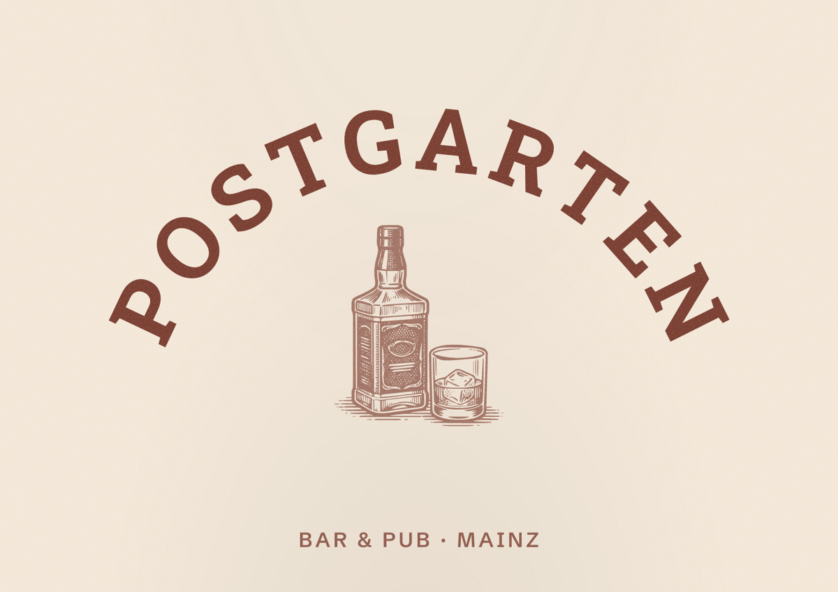 Illustriertes Poster von Postgarten, Bar & Pub in Mainz