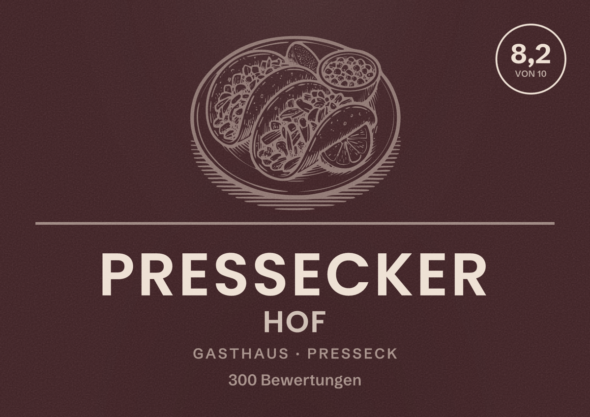 Illustriertes Poster von Pressecker Hof, Gasthaus in Presseck: Bewertung 8,2 von 10 aus 300 Bewertungen
