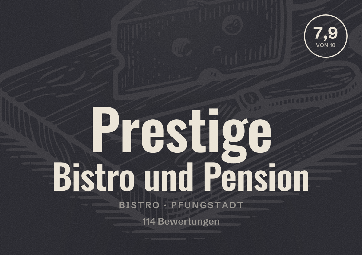 Illustriertes Poster von Prestige Bistro und Pension, Bistro in Pfungstadt: Bewertung 7,9 von 10 aus 114 Bewertungen