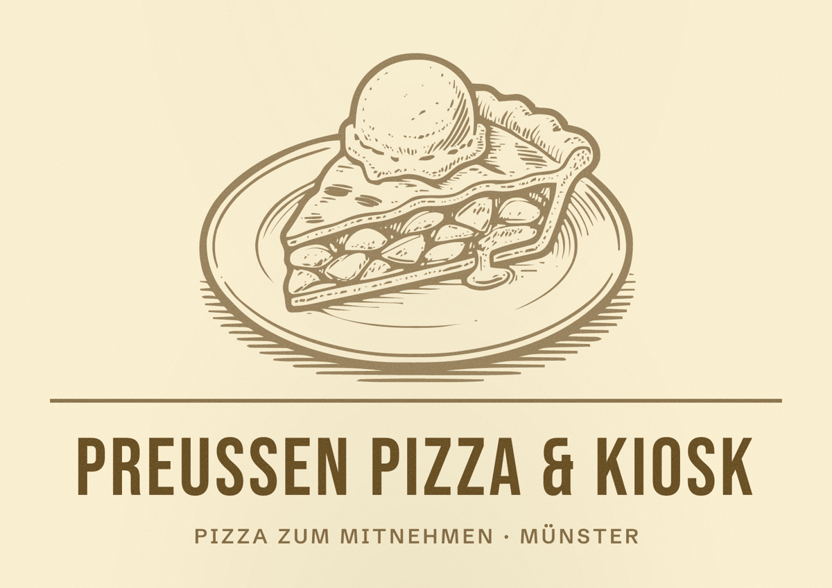 Illustriertes Poster von Preußen Pizza & Kiosk, Pizza zum Mitnehmen in Münster