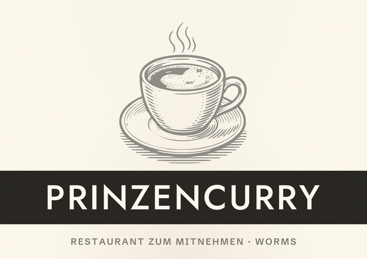 Illustriertes Poster von Prinzencurry, Restaurant zum Mitnehmen in Worms