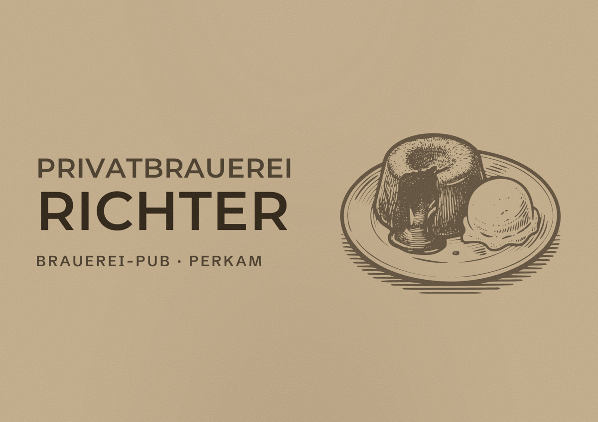 Illustriertes Poster von Privatbrauerei Richter, Brauerei-Pub in Perkam