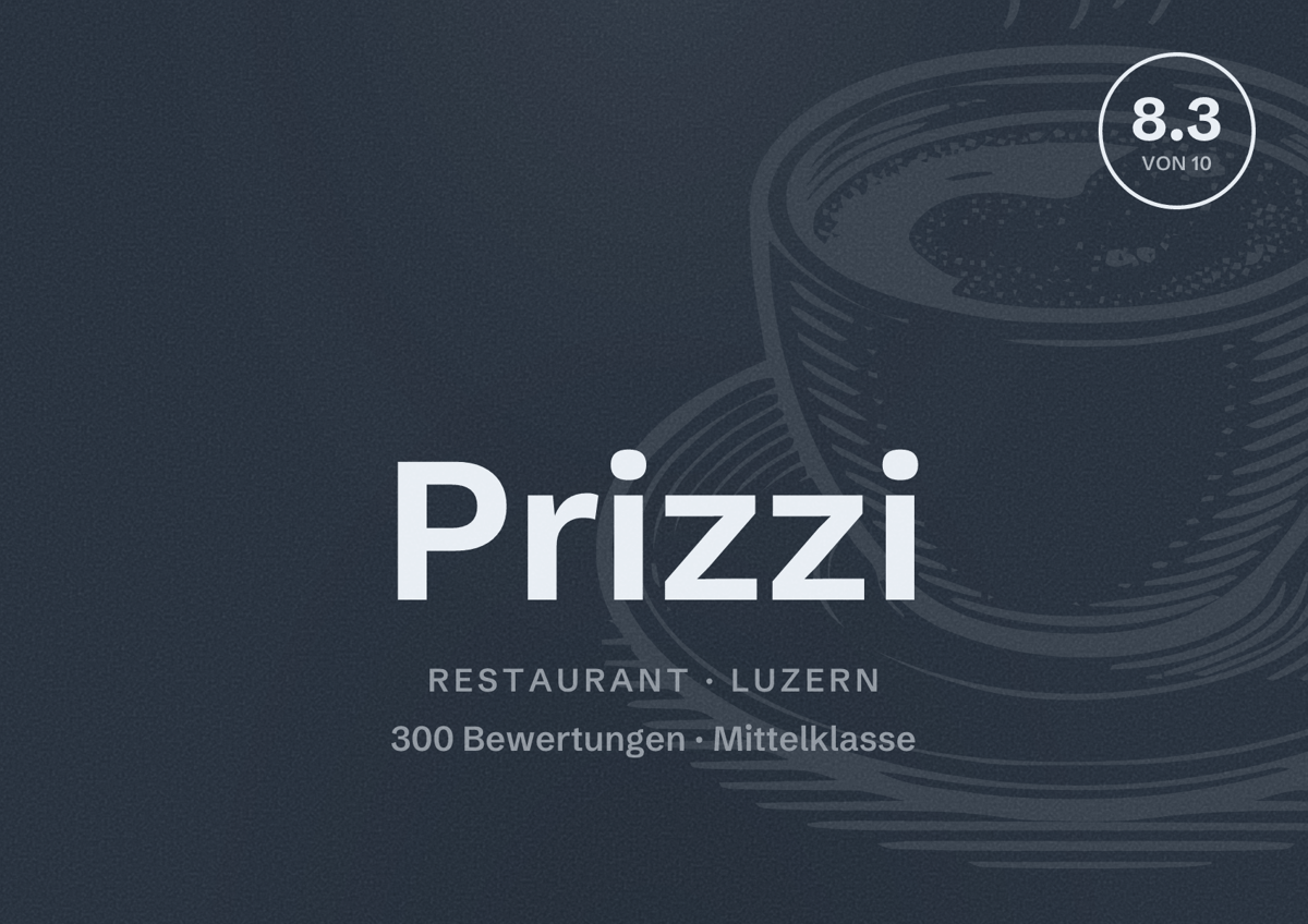 Illustriertes Poster von Prizzi, Restaurant in Luzern: Bewertung 8.3 von 10 aus 300 Bewertungen, Preisniveau Mittelklasse