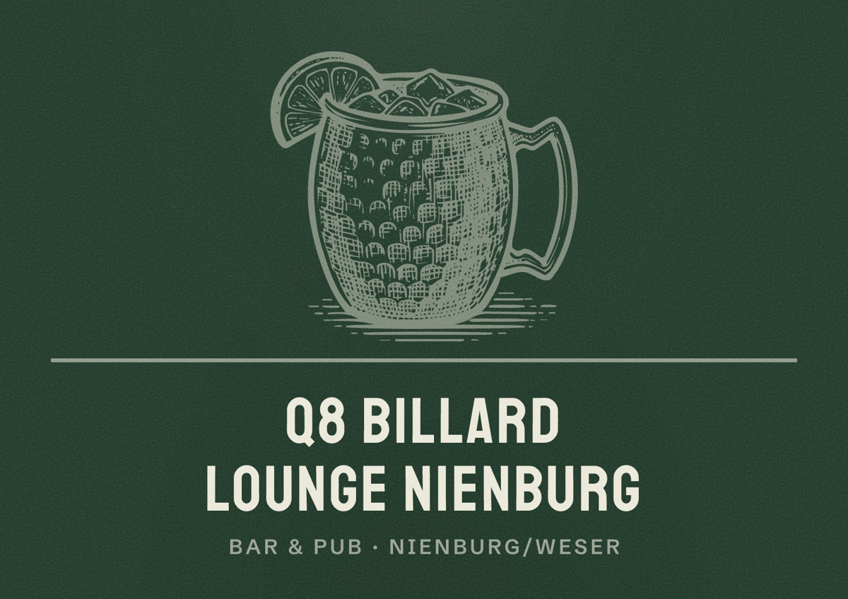 Illustriertes Poster von Q8 Billard Lounge Nienburg, Bar & Pub in Nienburg/Weser