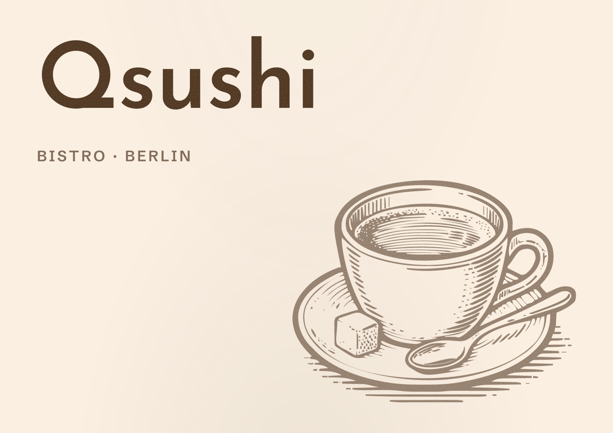 Illustriertes Poster von Qsushi, Bistro in Berlin