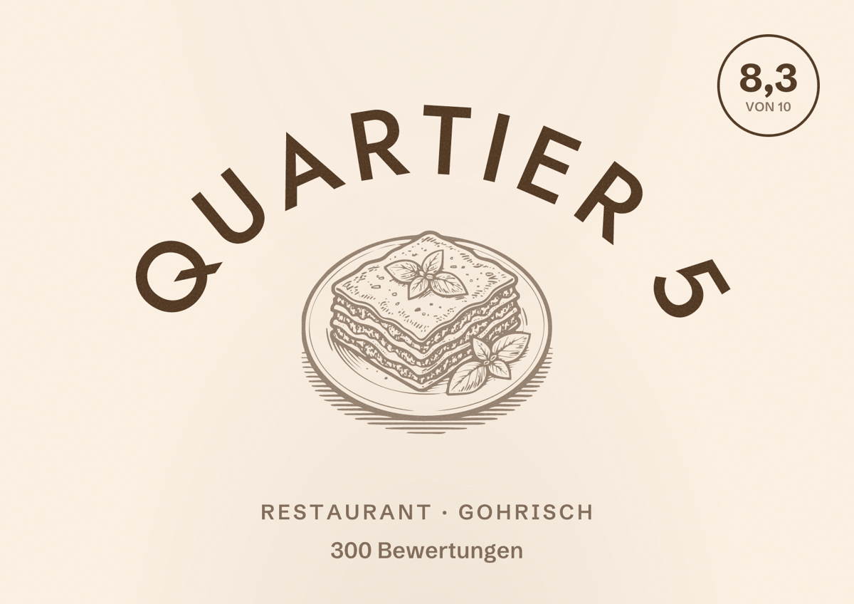 Illustriertes Poster von Quartier 5, Restaurant in Gohrisch: Bewertung 8,3 von 10 aus 300 Bewertungen