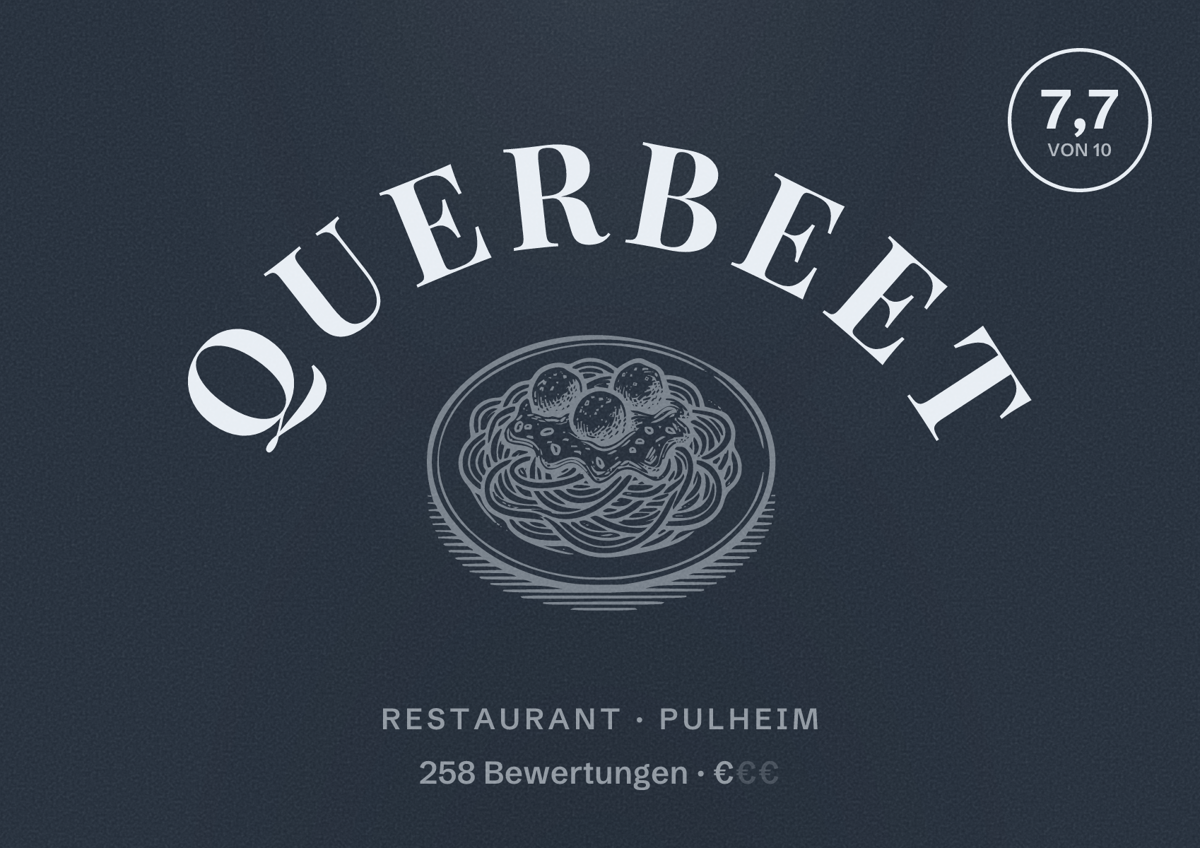 Illustriertes Poster von Querbeet, Restaurant in Pulheim: Bewertung 7,7 von 10 aus 258 Bewertungen, Preisniveau €