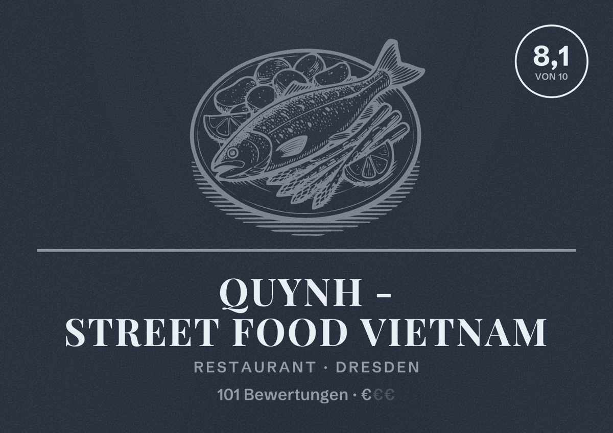 Illustriertes Poster von Quynh - Street Food Vietnam, Restaurant in Dresden: Bewertung 8,1 von 10 aus 101 Bewertungen, Preisniveau €