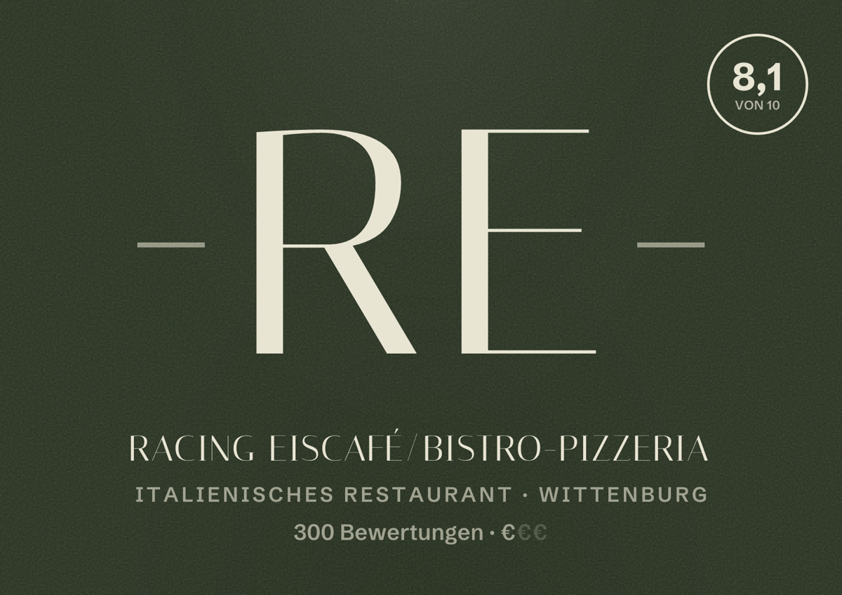 Illustriertes Poster von Racing Eiscafé/Bistro-Pizzeria, Italienisches Restaurant in Wittenburg: Bewertung 8,1 von 10 aus 300 Bewertungen, Preisniveau €