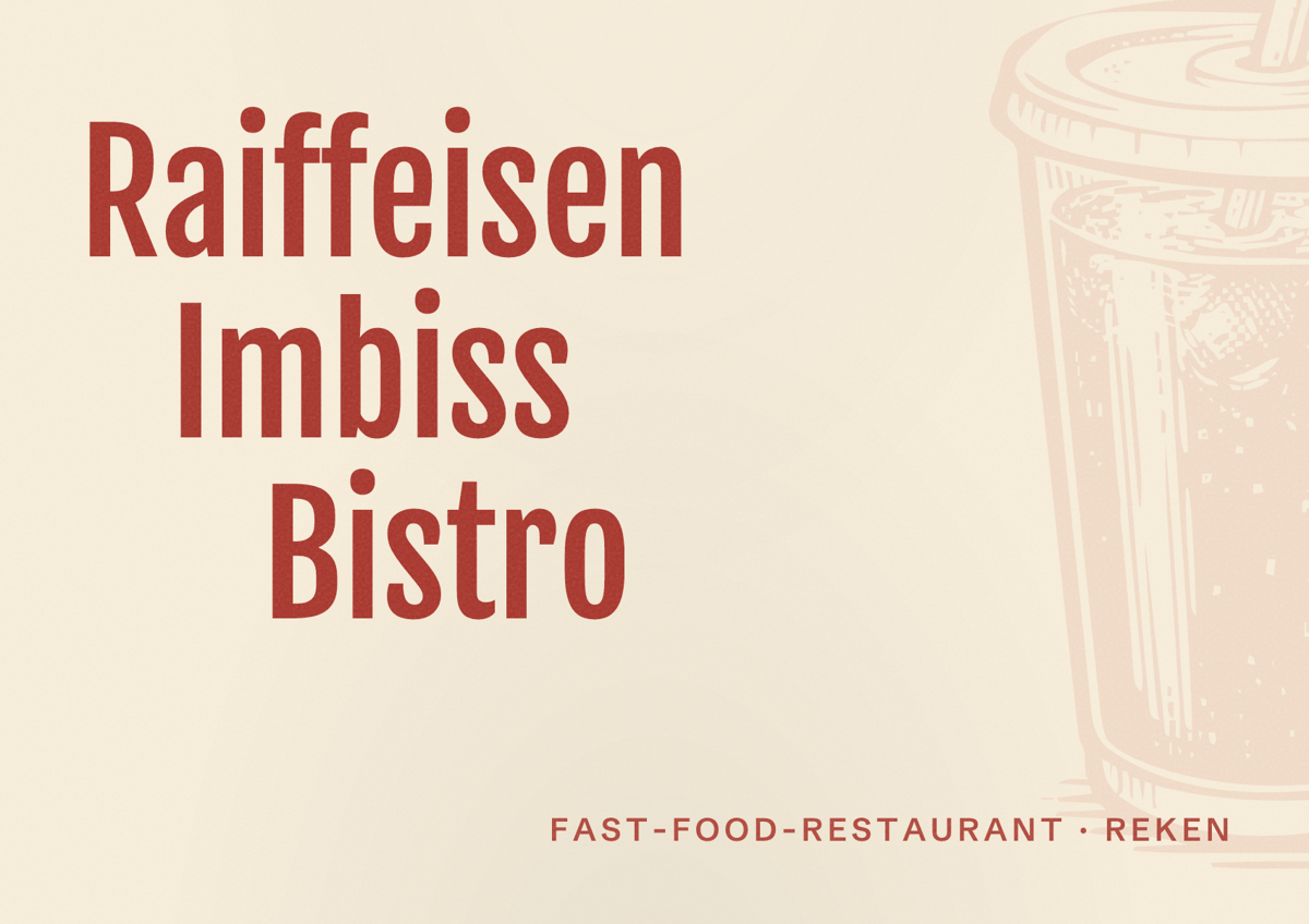 Illustriertes Poster von Raiffeisen Imbiss Bistro, Fast-Food-Restaurant in Reken