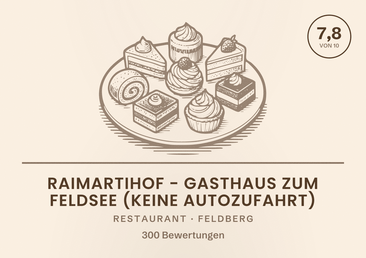 Illustriertes Poster von Raimartihof - Gasthaus zum Feldsee (keine Autozufahrt), Restaurant in Feldberg: Bewertung 7,8 von 10 aus 300 Bewertungen