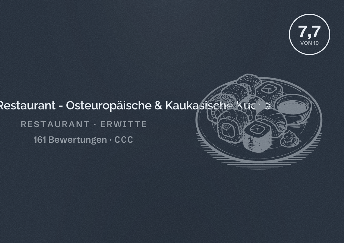 Illustriertes Poster von Randevu Restaurant - Osteuropäische & Kaukasische Küche, Restaurant in Erwitte: Bewertung 7,7 von 10 aus 161 Bewertungen, Preisniveau €€€