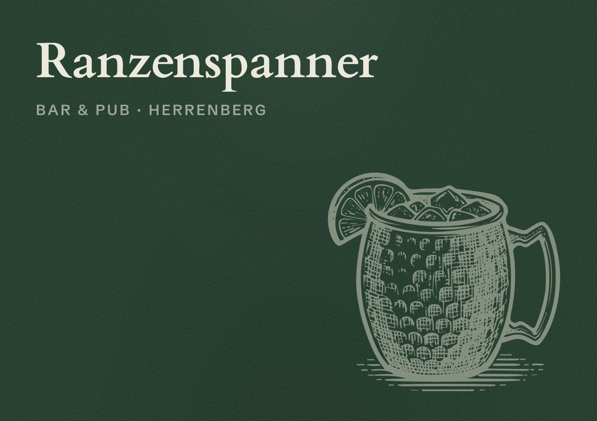 Illustriertes Poster von Ranzenspanner, Bar & Pub in Herrenberg