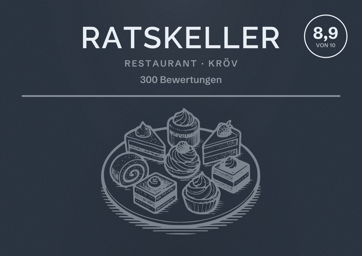 Illustriertes Poster von Ratskeller, Restaurant in Kröv: Bewertung 8,9 von 10 aus 300 Bewertungen