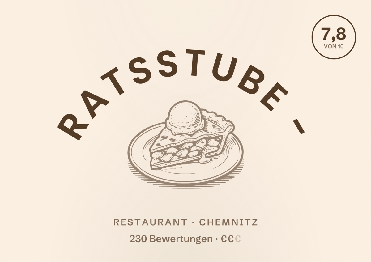 Illustriertes Poster von Ratsstube -, Restaurant in Chemnitz: Bewertung 7,8 von 10 aus 230 Bewertungen, Preisniveau €€