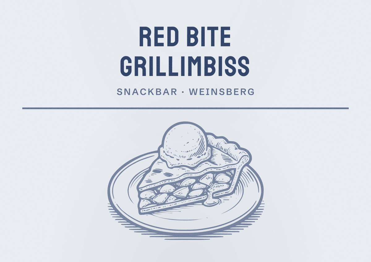 Illustriertes Poster von Red Bite Grillimbiss, Snackbar in Weinsberg