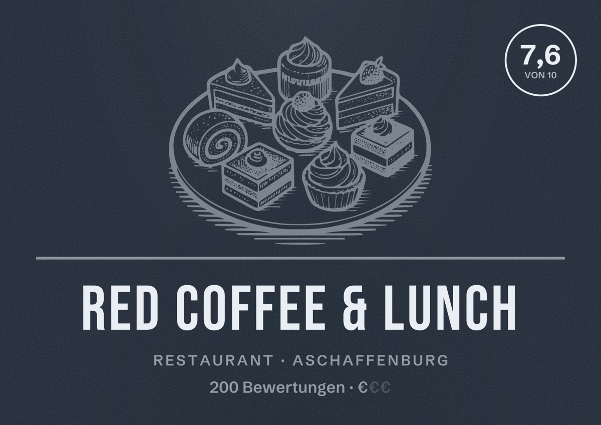 Illustriertes Poster von red coffee & lunch, Restaurant in Aschaffenburg: Bewertung 7,6 von 10 aus 200 Bewertungen, Preisniveau €