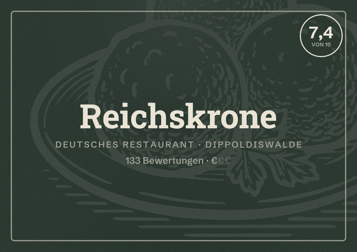 Illustriertes Poster von Reichskrone, Deutsches Restaurant in Dippoldiswalde: Bewertung 7,4 von 10 aus 133 Bewertungen, Preisniveau €