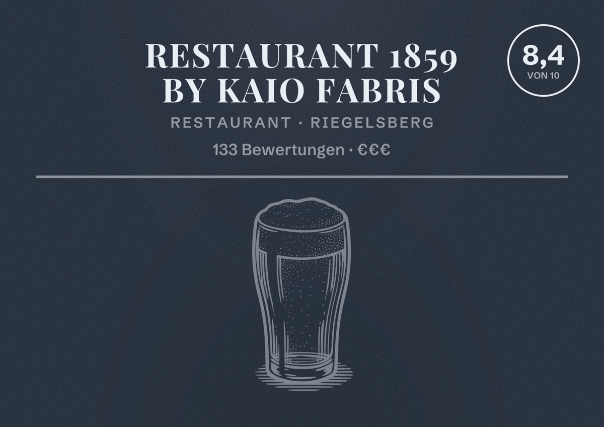 Illustriertes Poster von Restaurant 1859 by Kaio Fabris, Restaurant in Riegelsberg: Bewertung 8,4 von 10 aus 133 Bewertungen, Preisniveau €€€