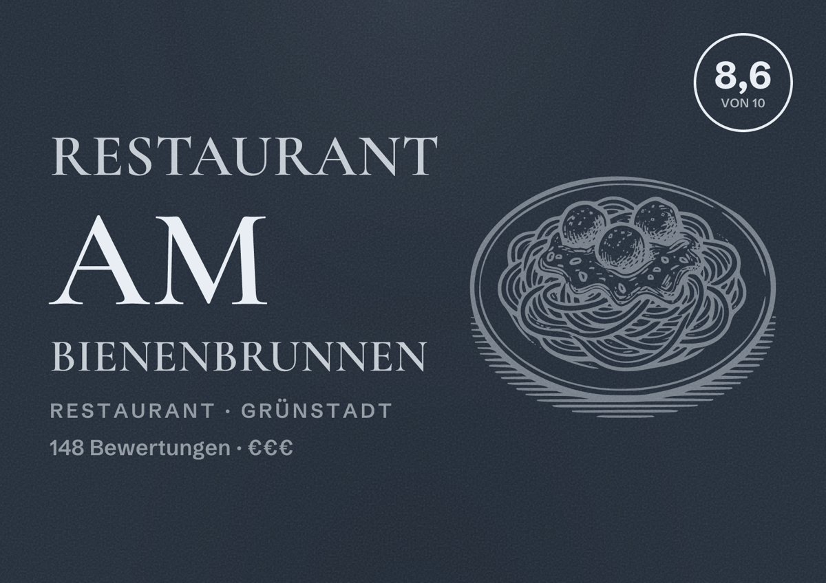 Illustriertes Poster von Restaurant am Bienenbrunnen, Restaurant in Grünstadt: Bewertung 8,6 von 10 aus 148 Bewertungen, Preisniveau €€€