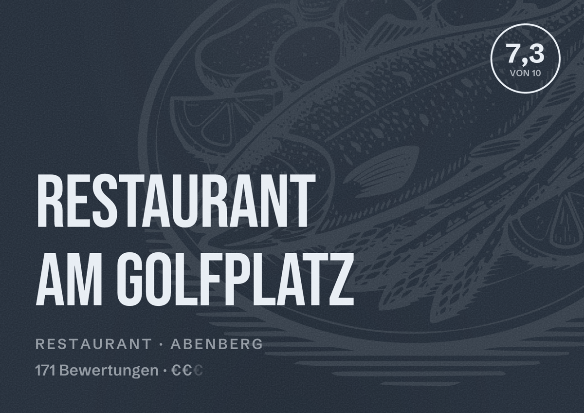 Illustriertes Poster von Restaurant am Golfplatz, Restaurant in Abenberg: Bewertung 7,3 von 10 aus 171 Bewertungen, Preisniveau €€