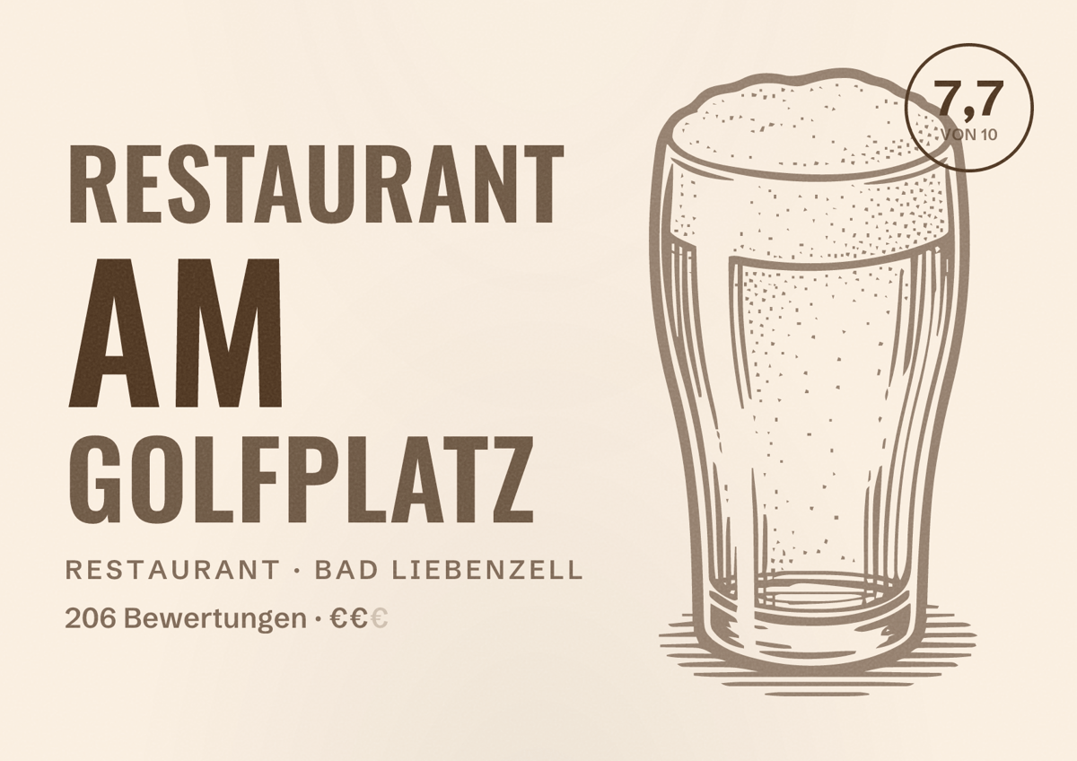 Illustriertes Poster von Restaurant am Golfplatz, Restaurant in Bad Liebenzell: Bewertung 7,7 von 10 aus 206 Bewertungen, Preisniveau €€