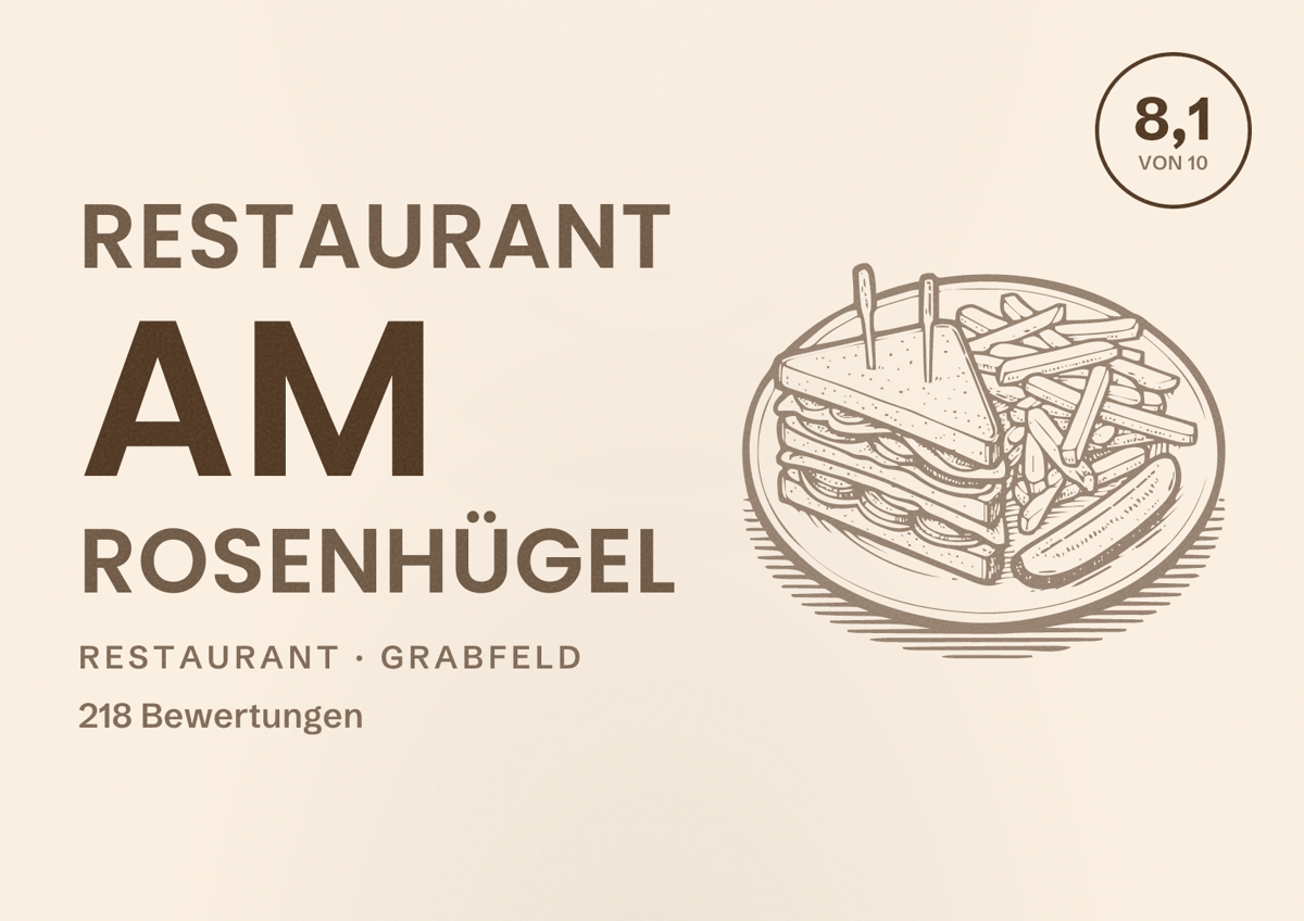 Illustriertes Poster von Restaurant am Rosenhügel, Restaurant in Grabfeld: Bewertung 8,1 von 10 aus 218 Bewertungen