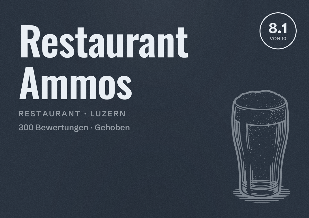 Illustriertes Poster von Restaurant Ammos, Restaurant in Luzern: Bewertung 8.1 von 10 aus 300 Bewertungen, Preisniveau Gehoben