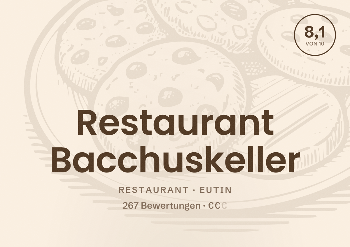 Illustriertes Poster von Restaurant Bacchuskeller, Restaurant in Eutin: Bewertung 8,1 von 10 aus 267 Bewertungen, Preisniveau €€
