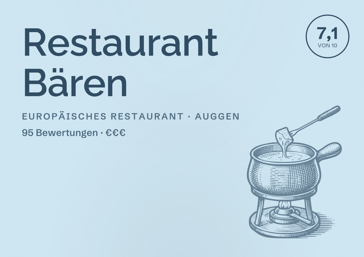 Illustriertes Poster von Restaurant Bären, Europäisches Restaurant in Auggen: Bewertung 7,1 von 10 aus 95 Bewertungen, Preisniveau €€€